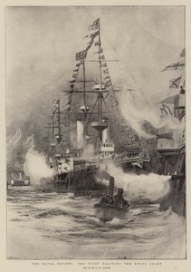 La revue navale, la flotte saluant le yacht royal